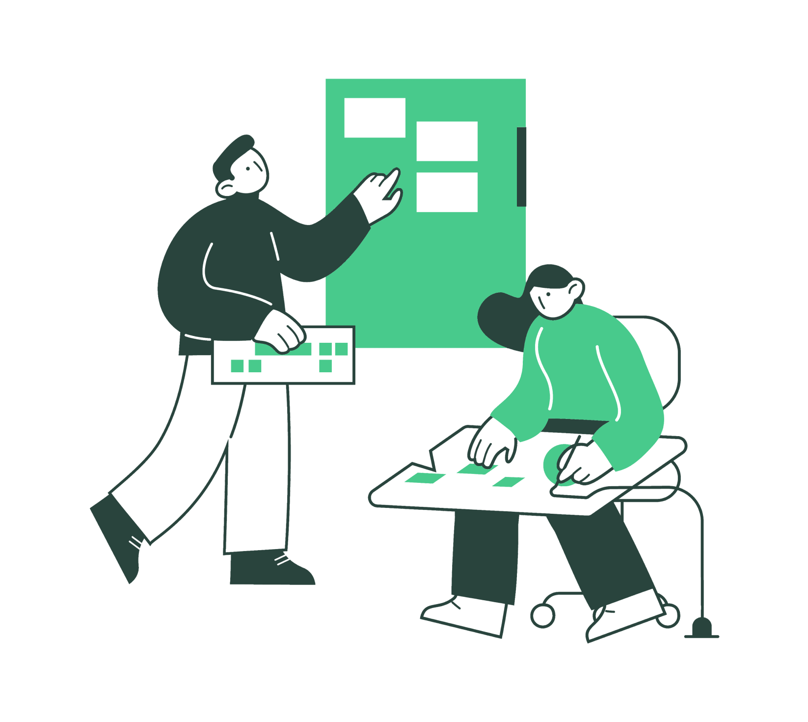 illustration of two people working together